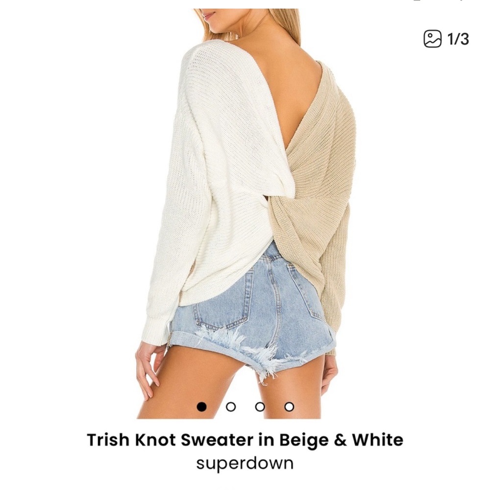 superdown V-Neck Sweater - Cream and Tan